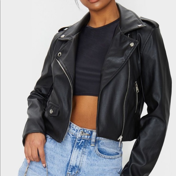 PrettyLittleThing Jackets & Blazers - Faux leather biker jacket